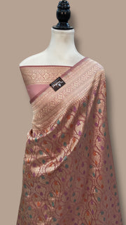Regal Pure Katan Silk Banarasi Saree – Handwoven Tanchui Brocade - The Handlooms