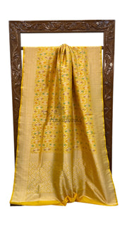 Regal Pure Katan Silk Banarasi Saree – Handwoven Tanchui Brocade - The Handlooms