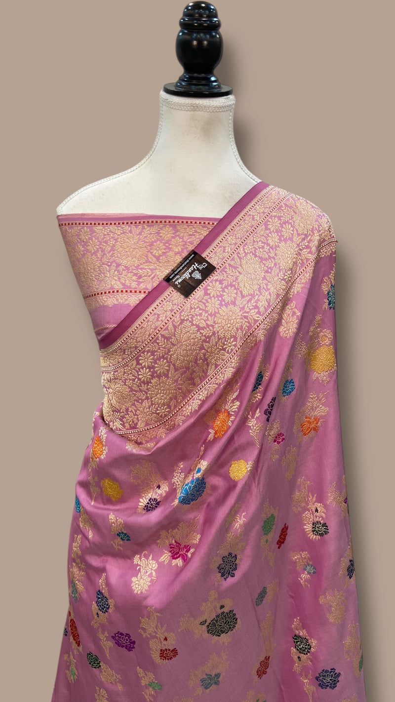 Ektara Pure Katan Silk Banarasi Handloom Saree - All over kadiyal Jaal work - The Handlooms