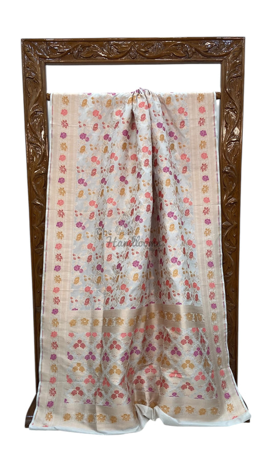 Pure Katan Silk Banarasi Handloom Saree - All over Jaal work With Meenakari - The Handlooms