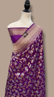 Pure Katan Silk Banarasi Handloom Saree - All over Jaal work With Meenakari - The Handlooms