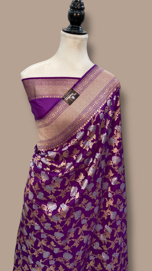 Pure Katan Silk Banarasi Handloom Saree - All over Jaal work With Meenakari - The Handlooms