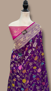 Ektara Pure Katan Silk Banarasi Handloom Saree - All over kadiyal Jaal work - The Handlooms