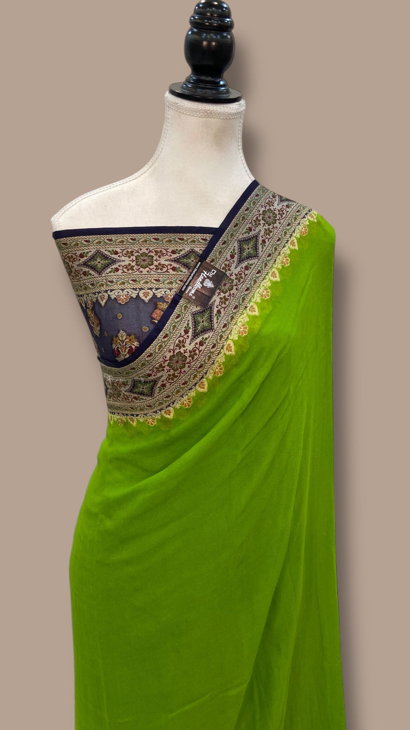 Pure Chiffon Khaddi Banarasi Saree - The Handlooms
