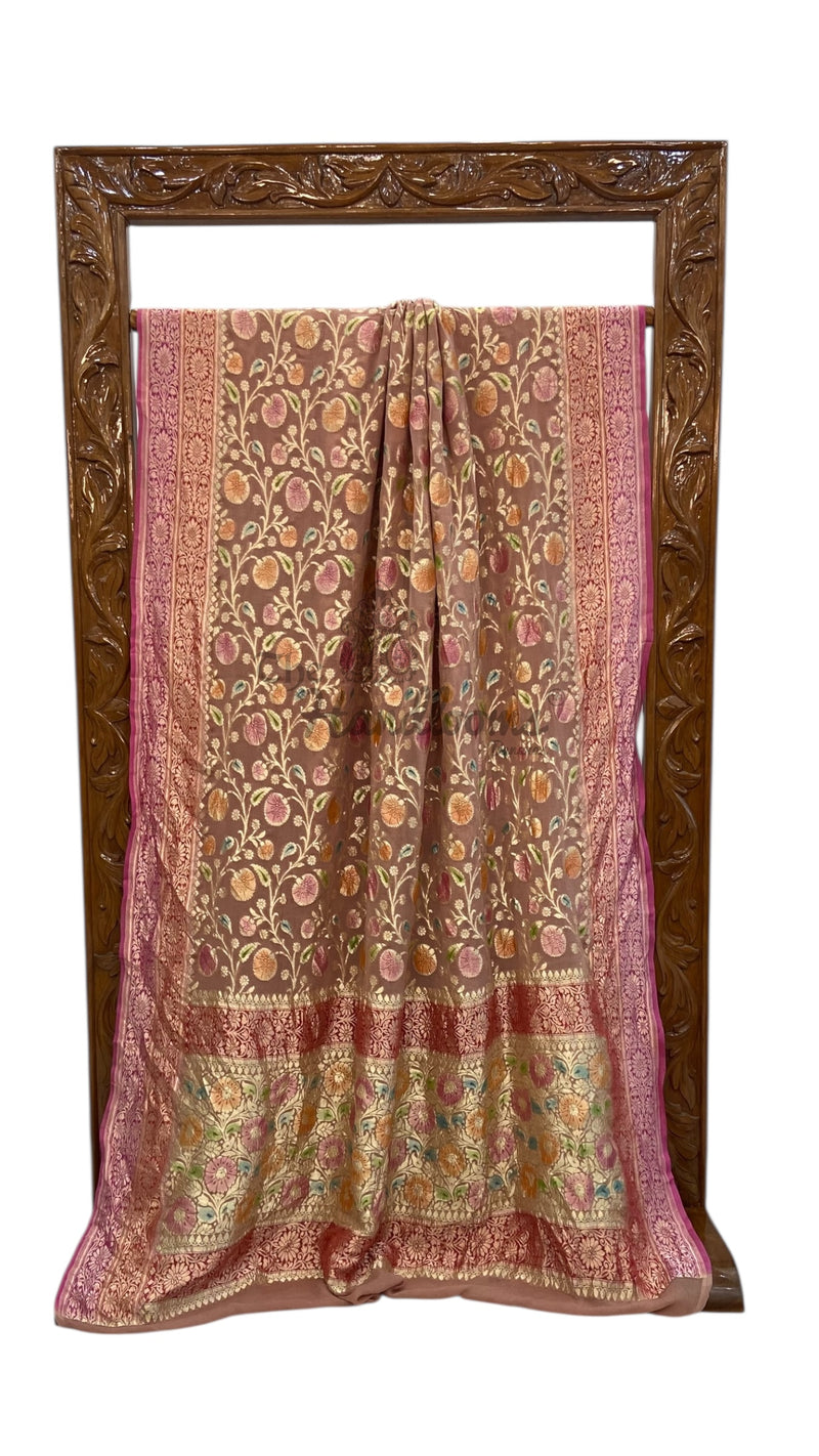 Pure Khaddi Georgette Banarasi Saree - water zari - The Handlooms