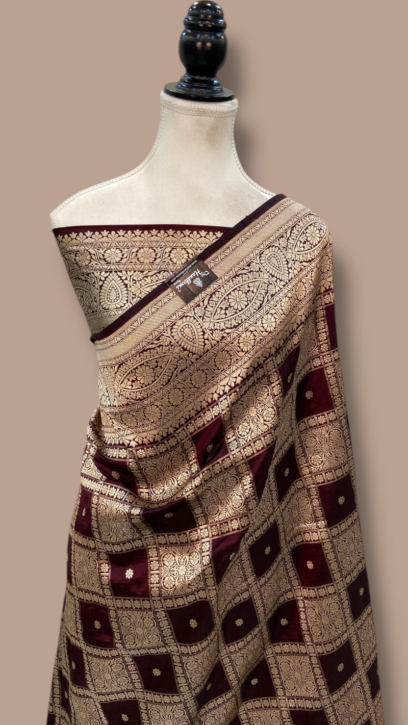 Regal Pure Katan Silk Banarasi Saree – Handwoven Tanchui Brocade - The Handlooms