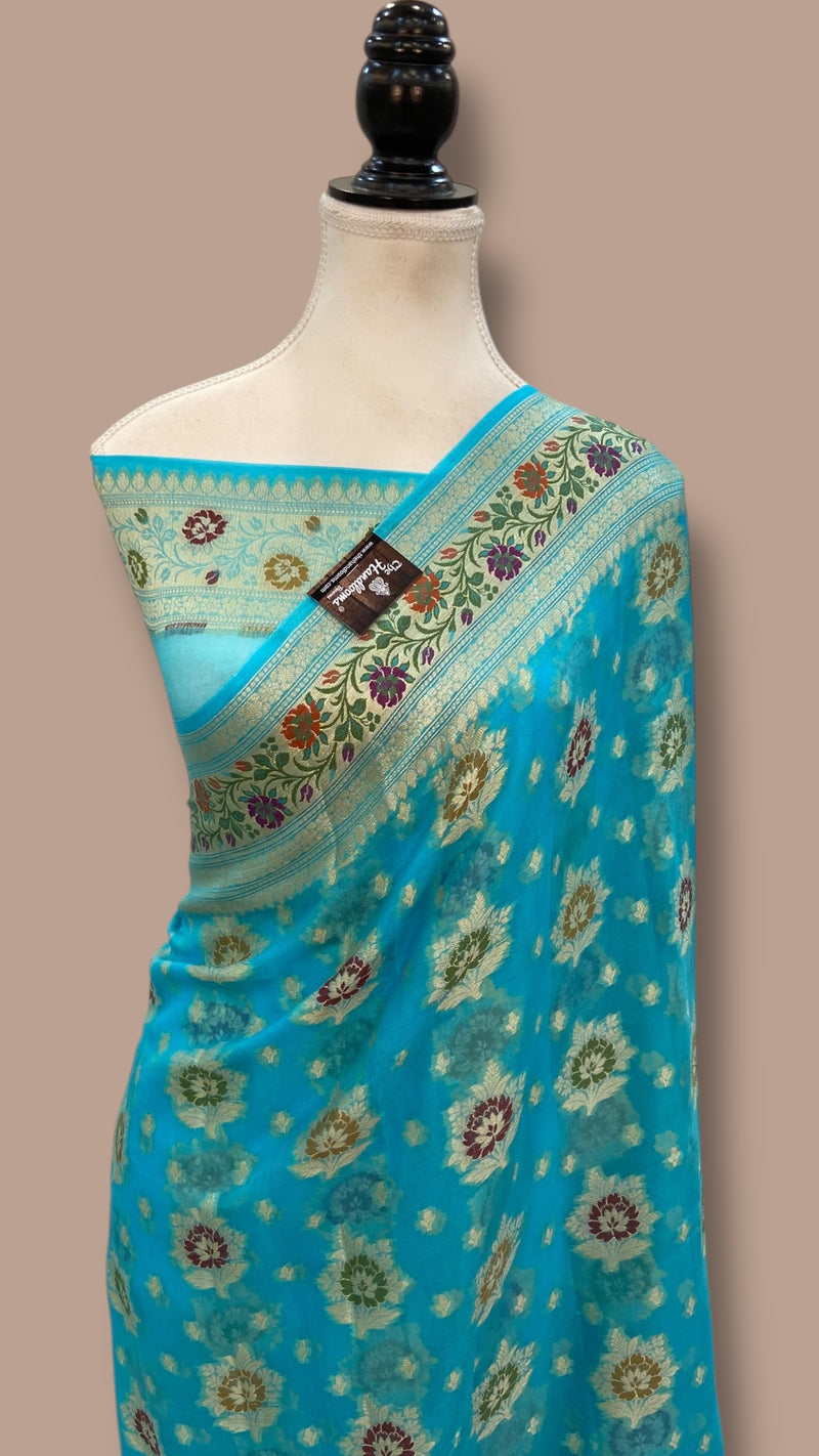 Pure Chiffon Khaddi Banarasi Saree - The Handlooms
