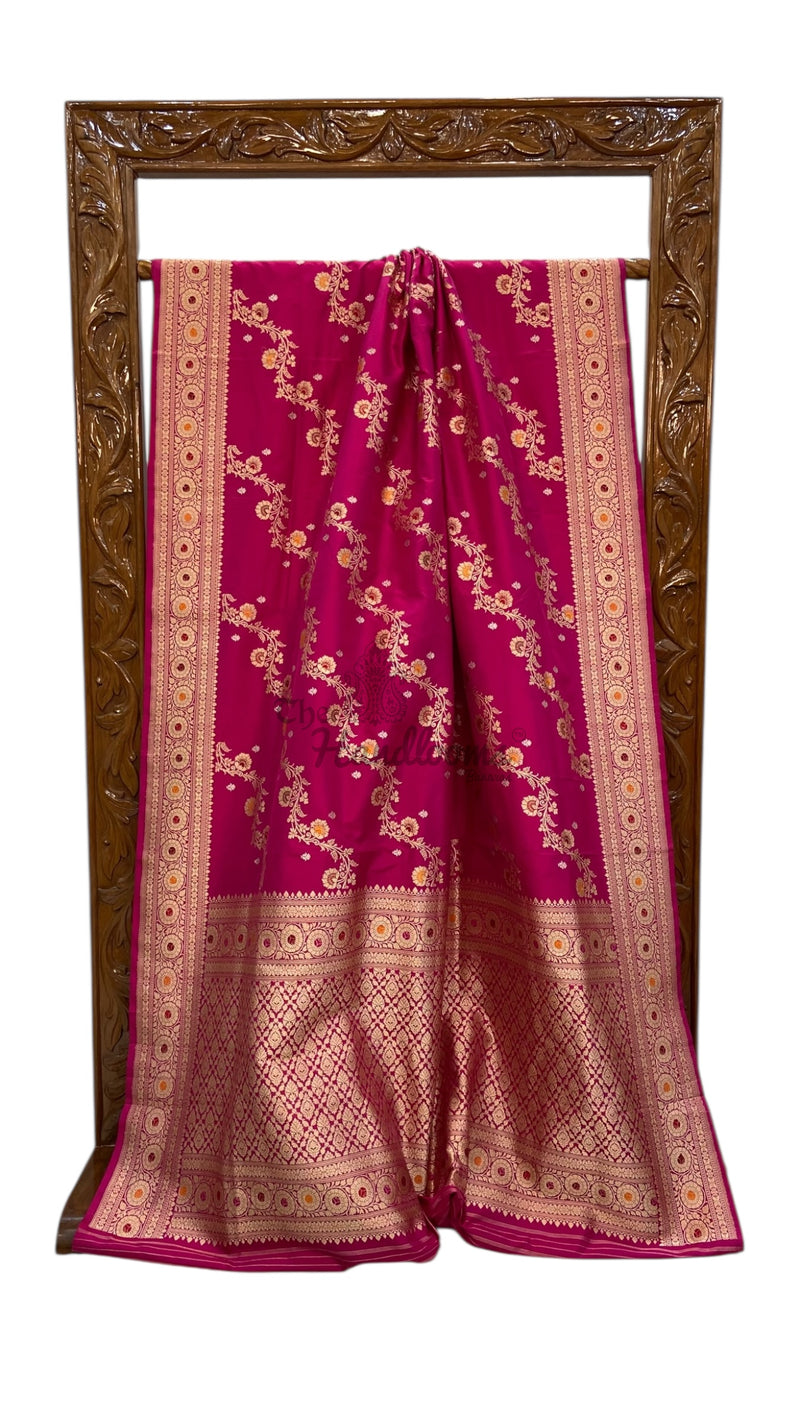 Pure Katan Silk Banarasi Handloom Saree - All over kadiyal Jaal work With Meenakari - The Handlooms
