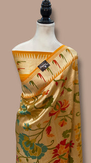 Pure Tussar Georgette Brocade Handloom Banarasi Saree - The Handlooms