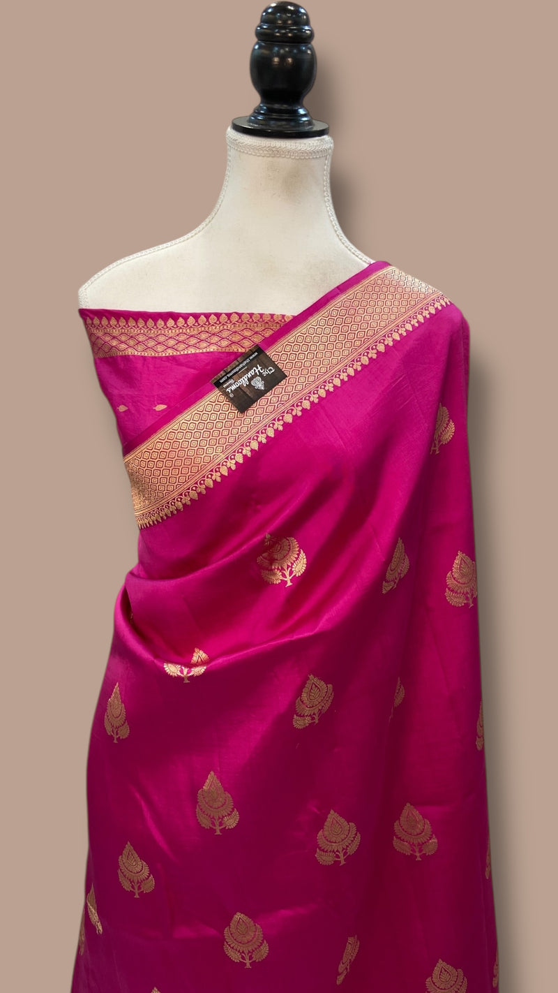 Pure Katan Silk Banarasi Handloom Saree - All over Kadua motifs - The Handlooms