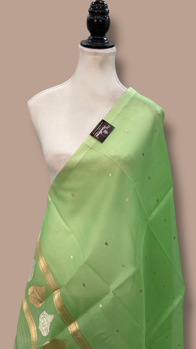 Pure kora Banarasi Handloom Dupatta - The Handlooms
