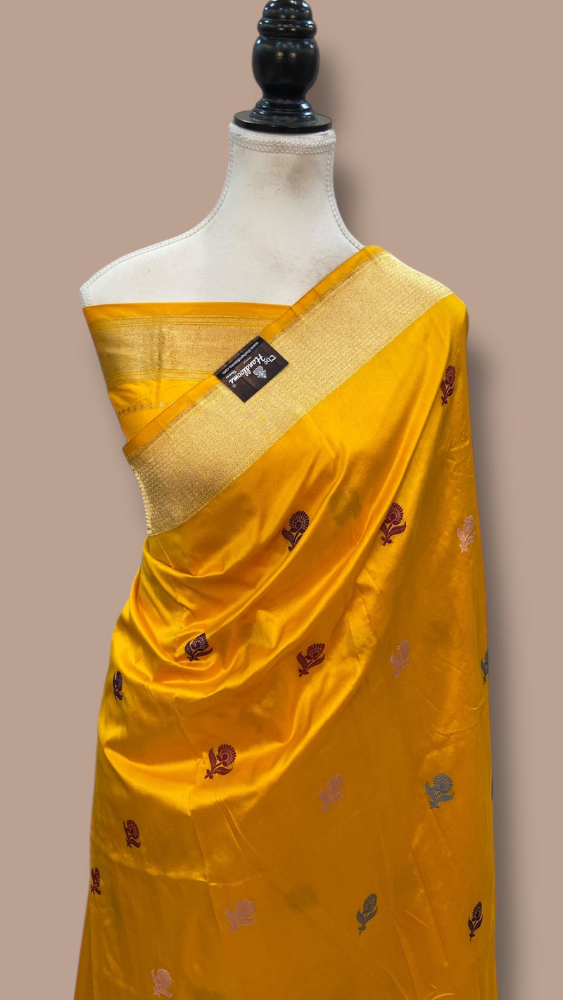 Pure Katan Silk Banarasi Handloom Saree - All over Kadua motifs With Meenakari - The Handlooms