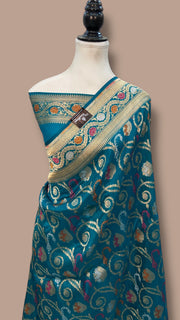 Pure Katan Silk Banarasi Handloom Saree - All over Jaal work With Meenakari - The Handlooms