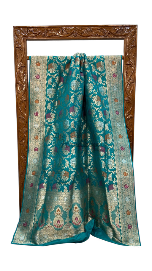 Pure Katan Silk Banarasi Handloom Saree - All over Jaal work With Meenakari - The Handlooms