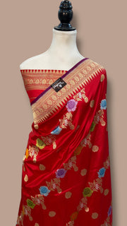 Pure Katan Silk Banarasi Handloom Saree - All over kadiyal Jaal work - The Handlooms