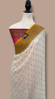 Pure Khaddi Georgette Handloom Banarasi Saree - Antique Zari - The Handlooms