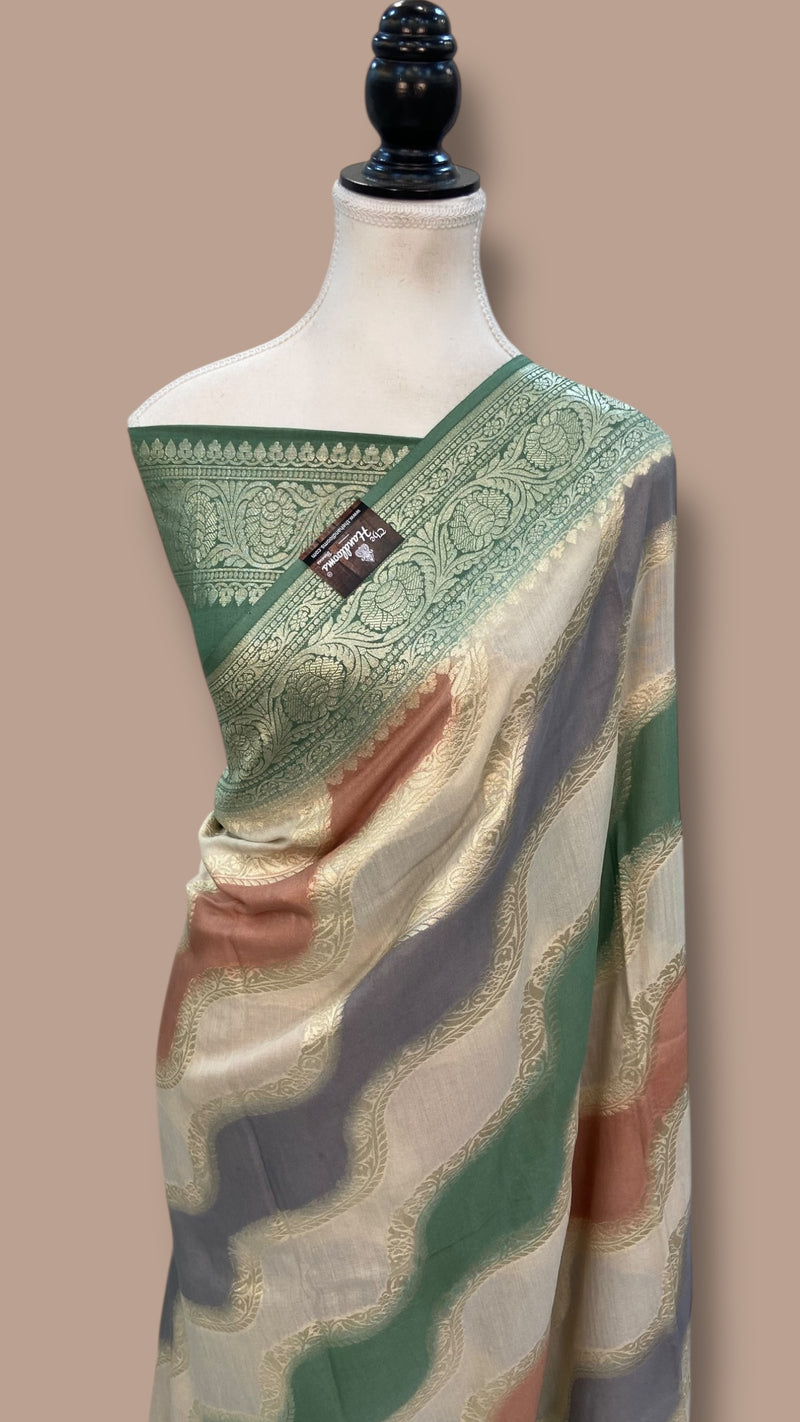 Moonga Georgette Handloom Banarasi Saree - Rangkat - The Handlooms