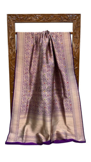 Regal Pure Katan Silk Banarasi Saree – Handwoven Tanchui Brocade with Meenakari Work - The Handlooms