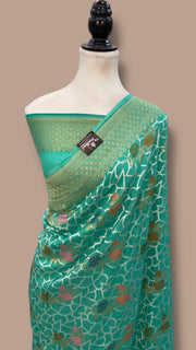 Moonga Georgette Handloom Banarasi Saree - Tilfi - The Handlooms