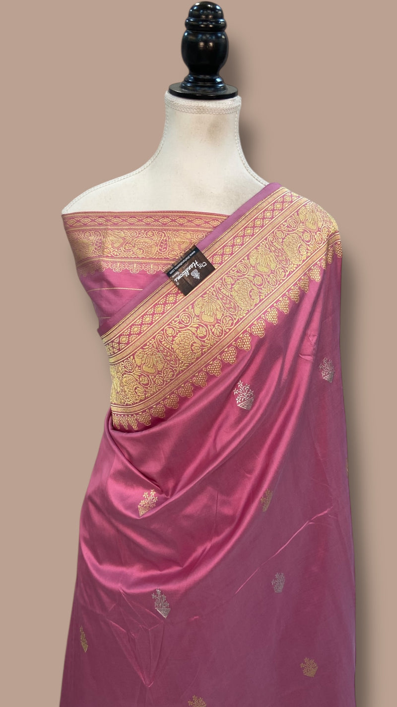 Pure Katan Silk Banarasi Handloom Saree - All over Kadua motifs With Meenakari - The Handlooms