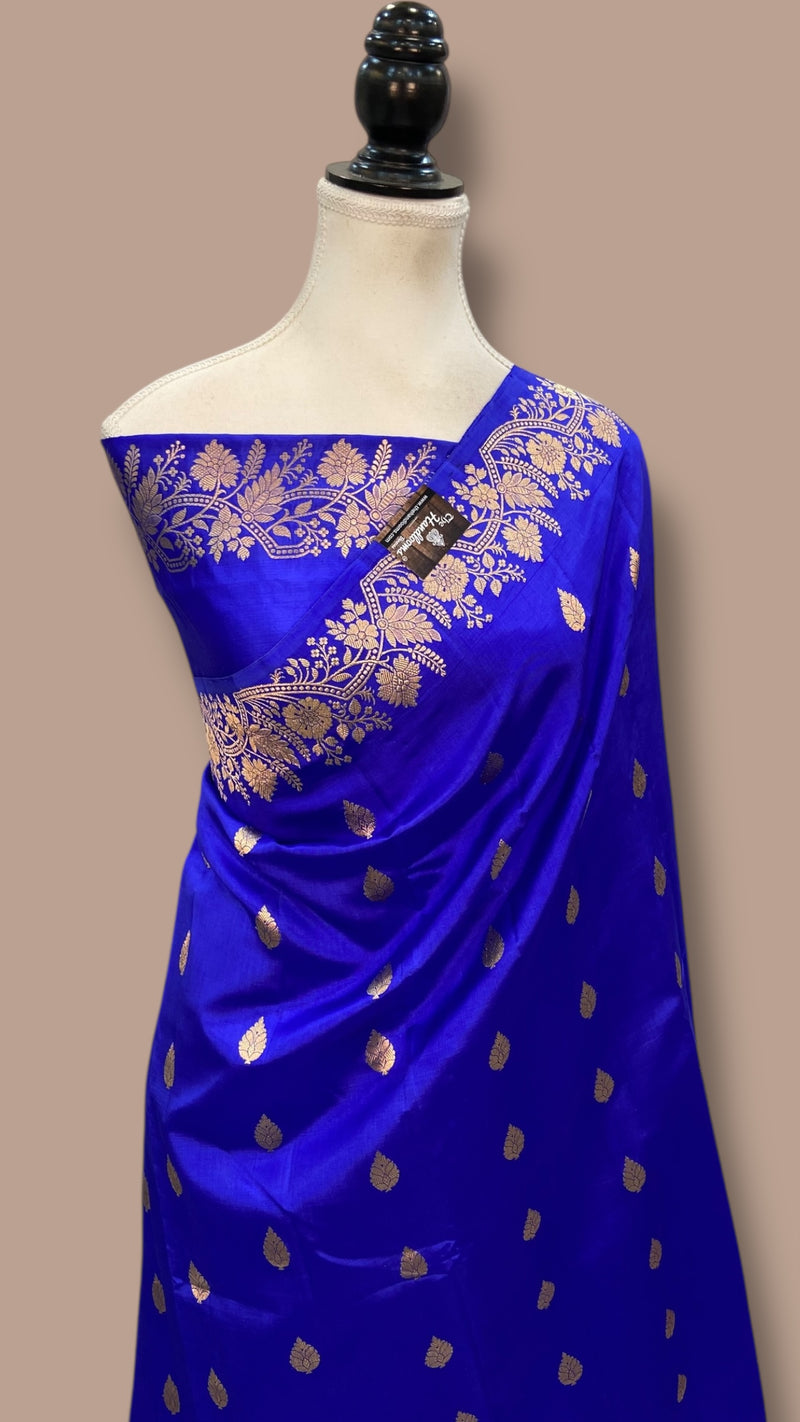 Pure Katan Silk Banarasi Handloom Saree - All over Kadua motifs - The Handlooms