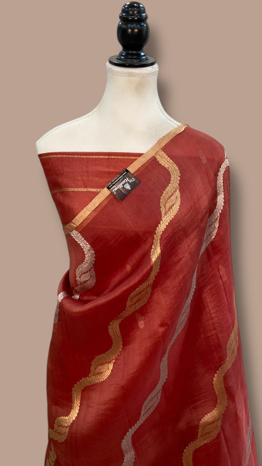 Onion Pink Pure Kora Handloom Banarasi Saree - The Handlooms
