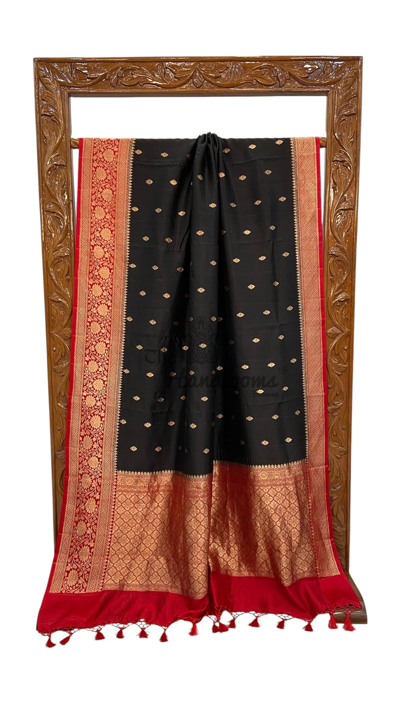 Pure Katan Silk Banarasi Handloom Saree - All over Kadua motifs - The Handlooms