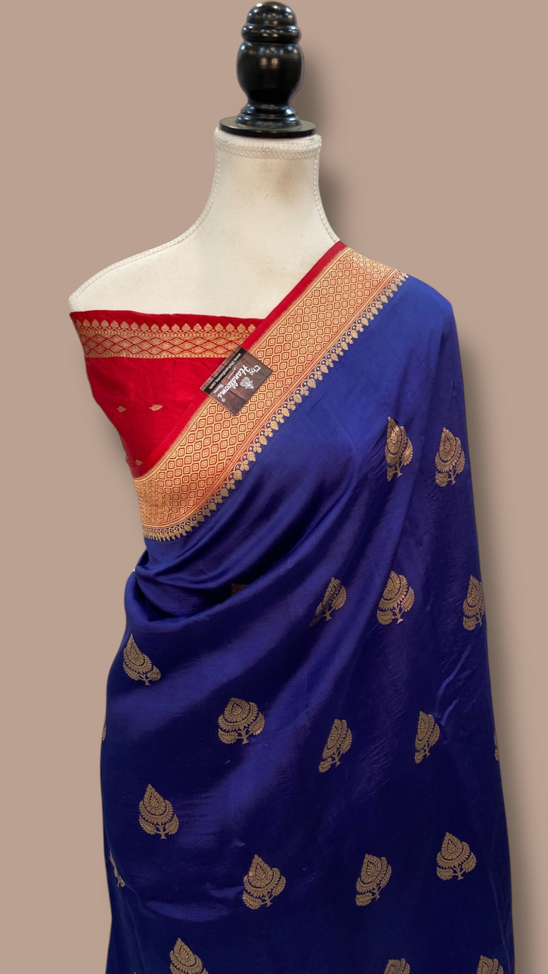 Pure Katan Silk Banarasi Handloom Saree - All over Kadua motifs - The Handlooms