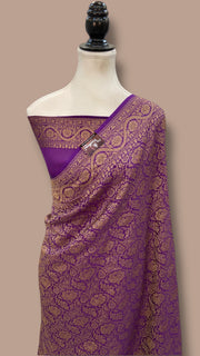 Pure Khaddi Crepe Georgette Banarasi Handloom Saree-Brocade - The Handlooms