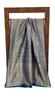 Regal Pure Katan Silk Banarasi Saree – Handwoven Tanchui Brocade with Meenakari Work - The Handlooms