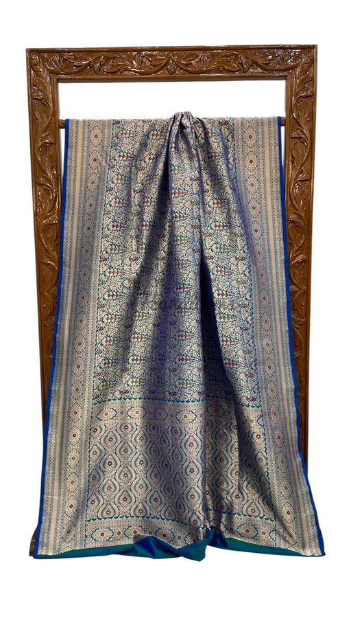 Regal Pure Katan Silk Banarasi Saree – Handwoven Tanchui Brocade with Meenakari Work - The Handlooms