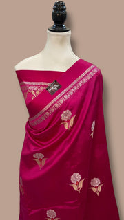 Hot Pink Pure Mango Silk Banarasi Handloom Saree - The Handlooms