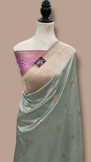 Pure Katan Silk Banarasi Handloom Saree - All over Kadua motifs With Meenakari - The Handlooms