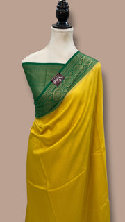 Mustard Yellow Moonga Georgette Handloom Banarasi Saree - The Handlooms
