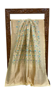 Multicolor Pure Katan Silk Banarasi Handloom Saree - All over Jaal Work With Rangkart - The Handlooms