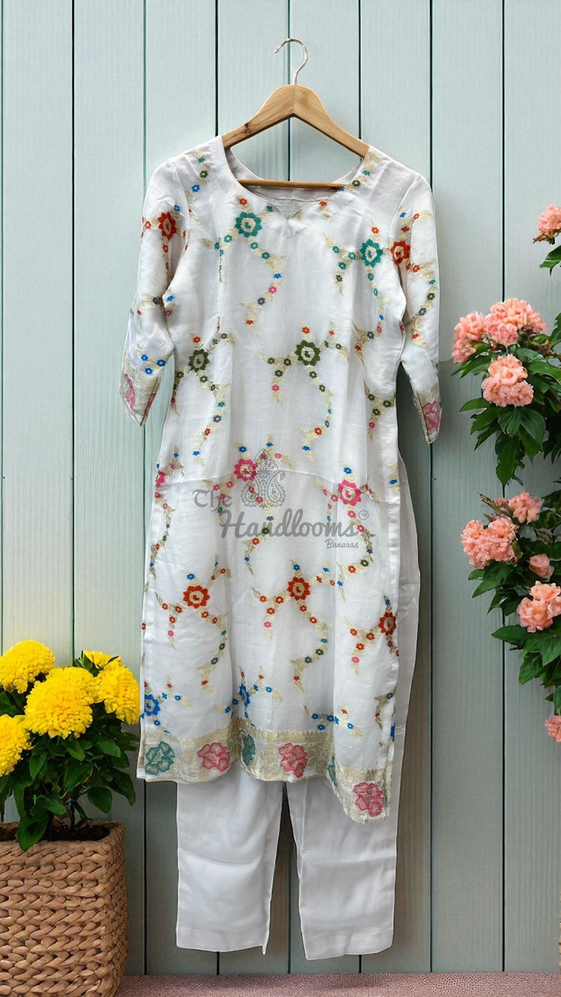 Khaddi Georgette Banarasi Dress material with Meenakari - The Handlooms