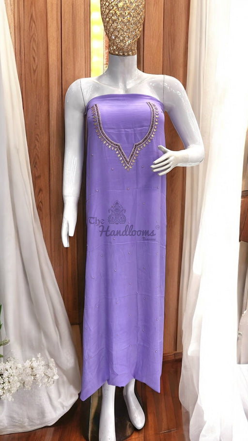 Elegant Silk Dress with Pure Kora Silk Dupatta – Adorned with Gota Patti, Moti, Katdana & Zardozi Handwork - The Handlooms