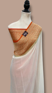 Tricolor Tradition – Handloomed in the Heart of India” Pure Khaddi Georgette Handloom Banarasi Saree - The Handlooms