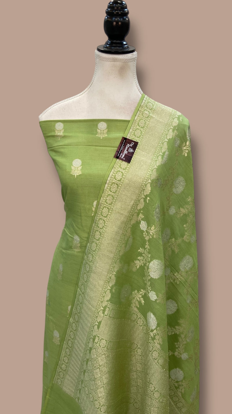 Pure Moonga Georgette Banarasi Dress Material - The Handlooms