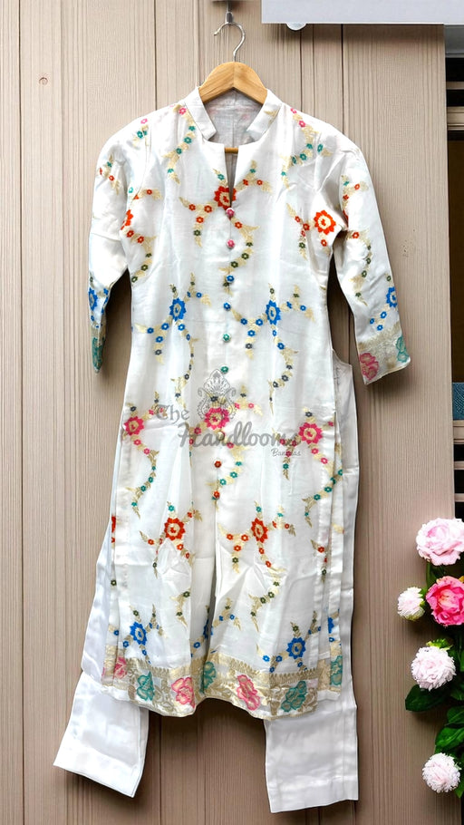 Khaddi Georgette Banarasi Dress material with Meenakari - The Handlooms