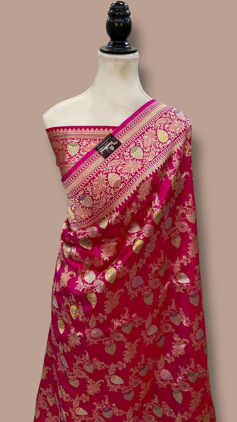 Ektara Pure Katan Silk Banarasi Handloom Saree - All over kadiyal Jaal work - The Handlooms