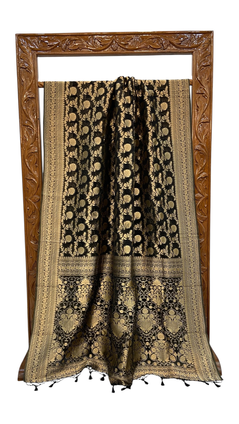 Black Georgette Banarasi Saree - The Handlooms