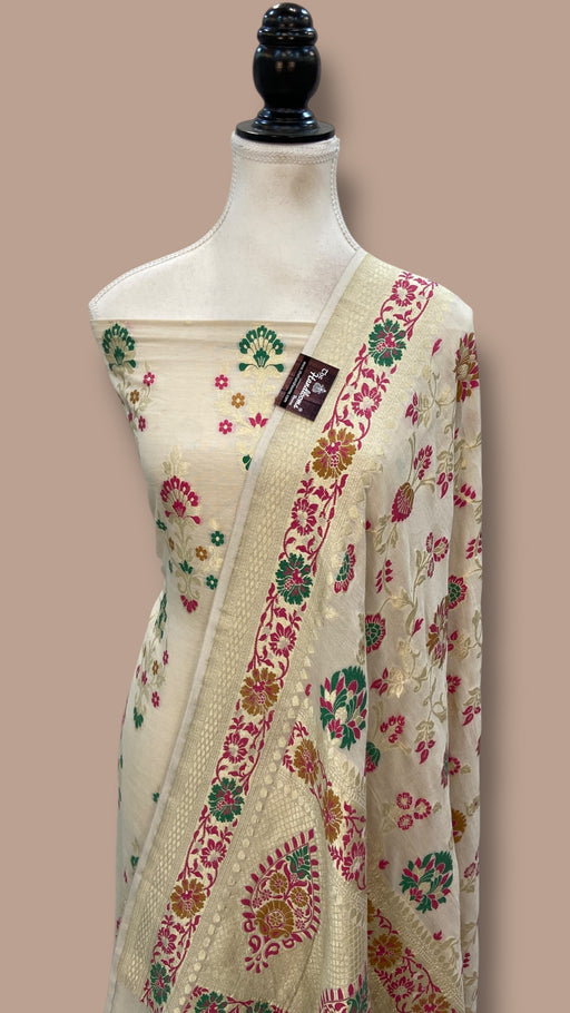 Pure Moonga Georgette Banarasi Dress Material - The Handlooms