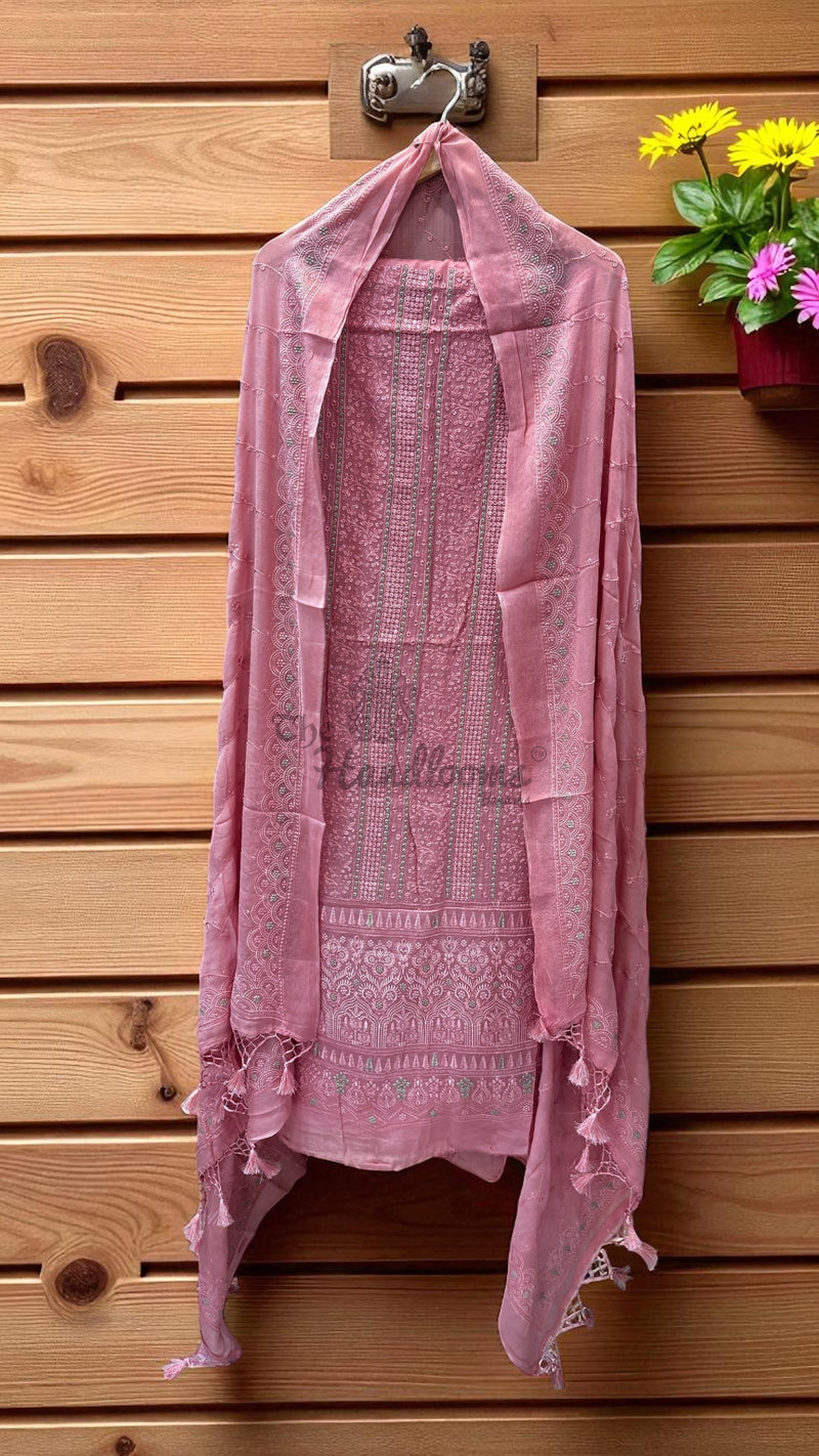 Pure Georgette Banarasi Chikan kari Dress Material - The Handlooms