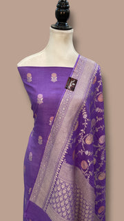 Pure Moonga Georgette Banarasi Dress Material - The Handlooms