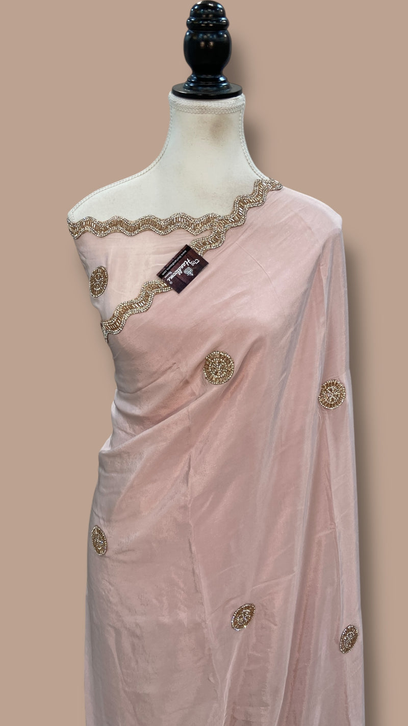 Pure Silk Handloom Banarasi Saree with Handwork Lace - The Handlooms