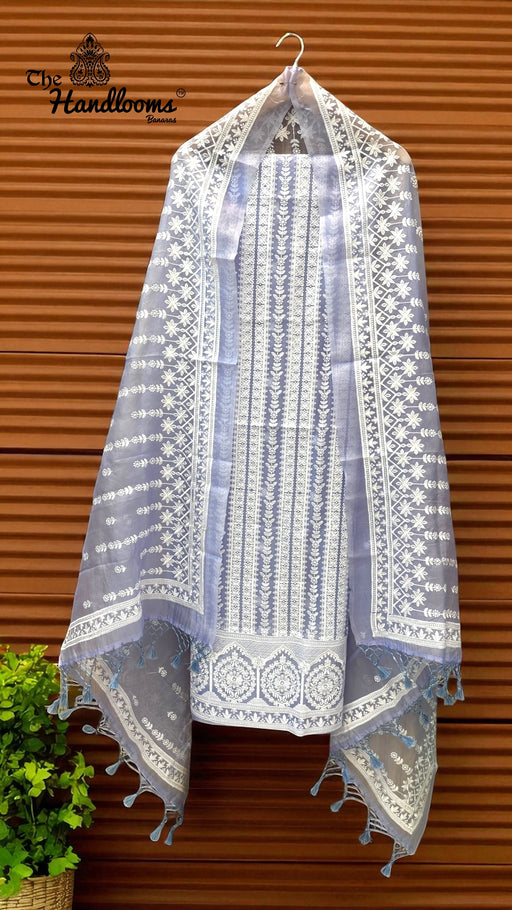 Pure Organza Chikankari Handloom Banarasi Dress - The Handlooms