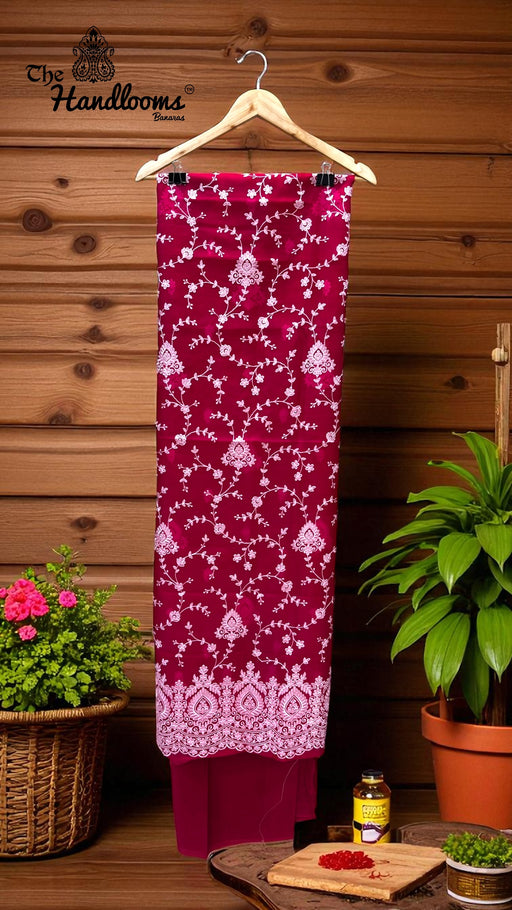 Pure Organza Chikankari Handloom Banarasi Dress - The Handlooms