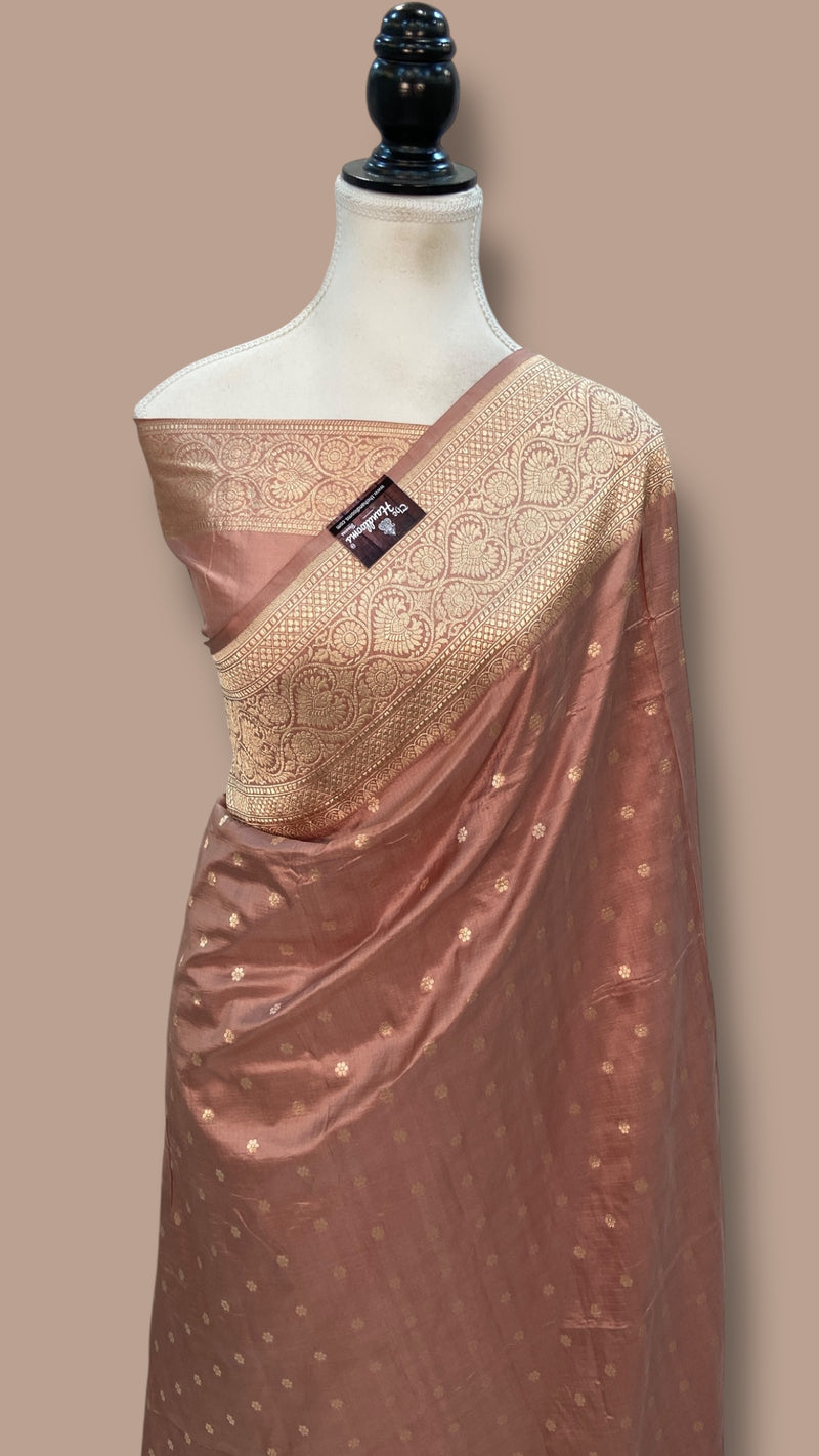 Pure Katan Silk Banarasi Handloom Saree - All Over Motifs - The Handlooms