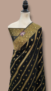 Black Georgette Banarasi Saree - The Handlooms